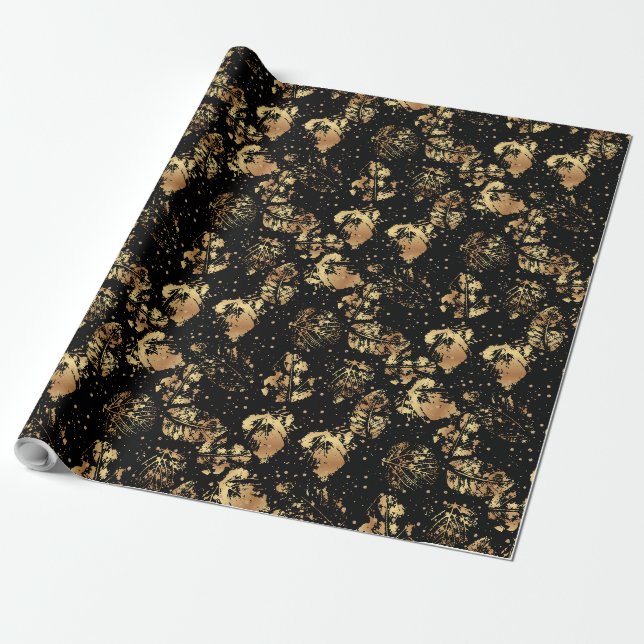 Golden pattern 07 bw black BG Wrapping Paper (Unrolled)