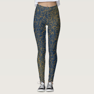 Golden Pattern 09.bw Dblue BG Leggings