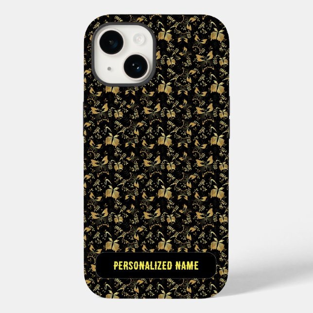 Golden pattern 15 bwx4. black BG Case-Mate iPhone Case (Back)