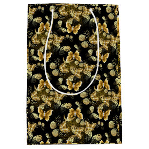 Golden Pattern 16.bw Black BG Medium Gift Bag