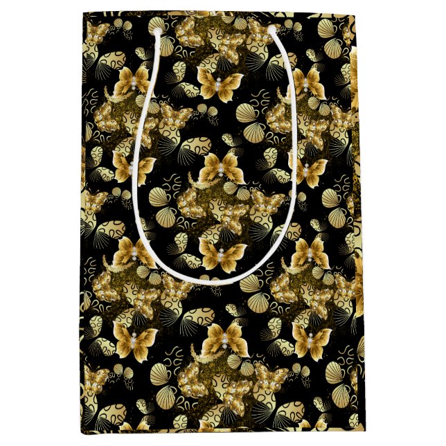 Golden Pattern 16.bw Black BG Medium Gift Bag (Front)