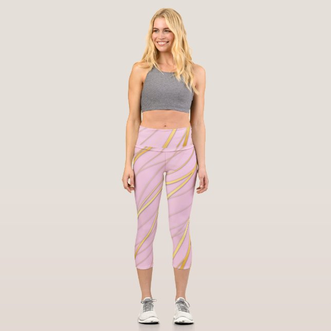 Golden Pattern 2 Capri Leggings (Front)