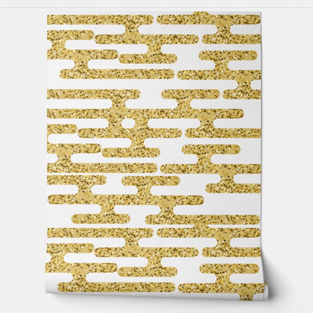Golden Pattern and White Background Modern Wallpaper (Unrolling)