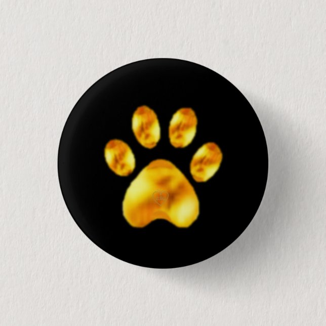 Golden Paw on Black 3 Cm Round Badge (Front)