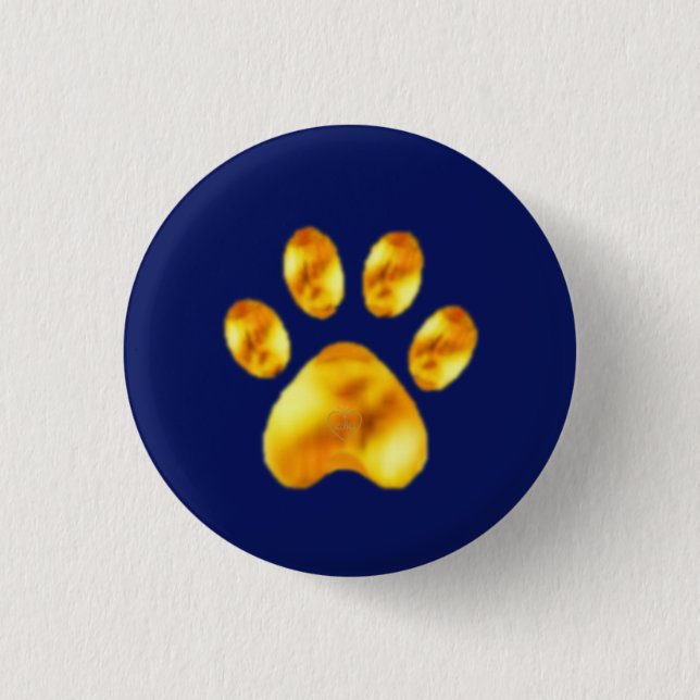 Golden Paw on Blue 3 Cm Round Badge (Front)