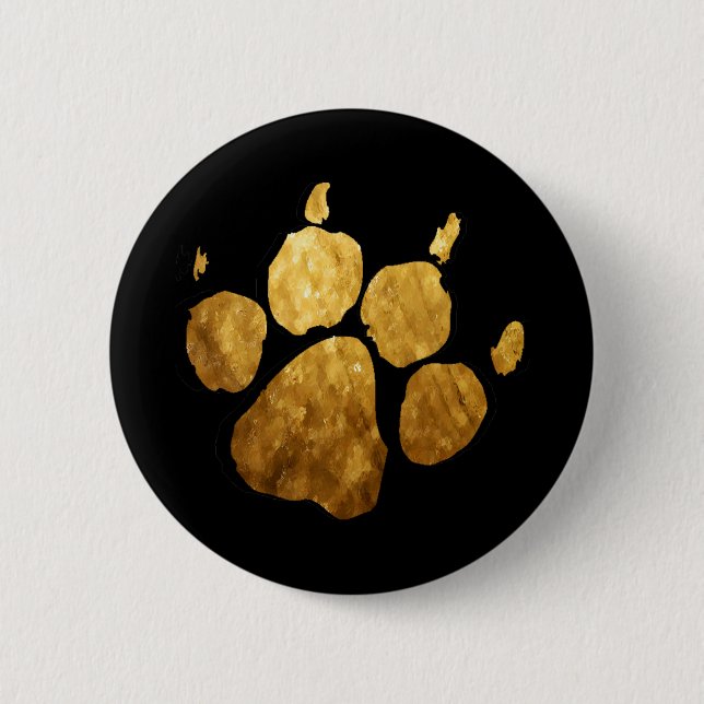 Golden paw Print 6 Cm Round Badge (Front)