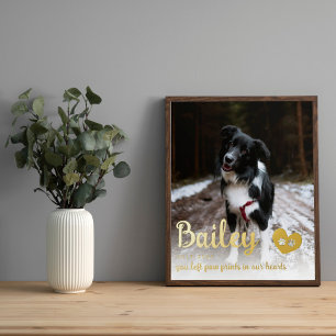 Golden Paw Prints In Our Hearts Dog Memorial