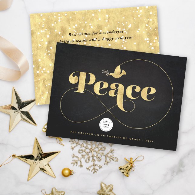 Golden Peace And Dove Stylish Business Holiday Invitation (Creator Uploaded)