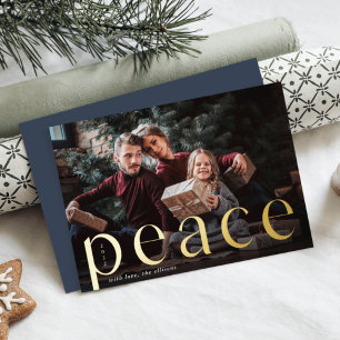 Golden Peace Full Photo Foil Holiday Card