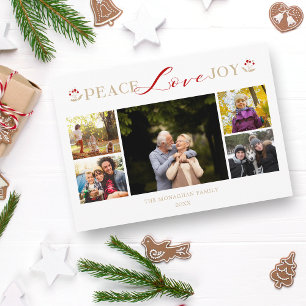 Golden Peace Love Joy 5 Photos Collage Christmas