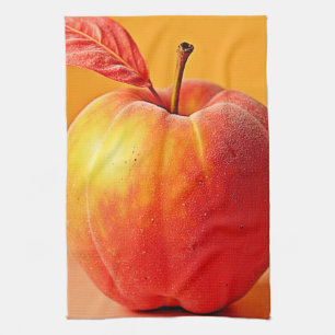 Golden Peach Perfection Design Tea Towel