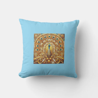 "Golden Peacock Elegance Pillow" Cushion