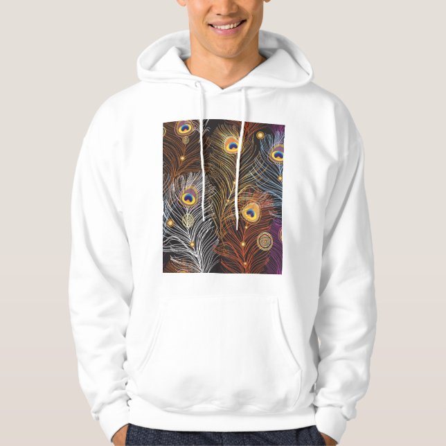 Golden peacock feathers: dark pattern. hoodie (Front)