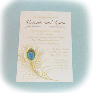 Golden Peacock Feathers Invitation