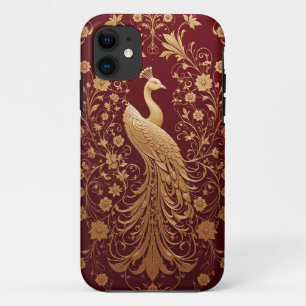Golden Peacock Floral Red Elegant Luxury Style ✨ iPhone 11 Case