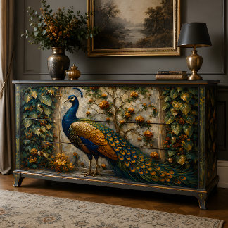 Golden Peacock Garden Decoupage Tissue Paper