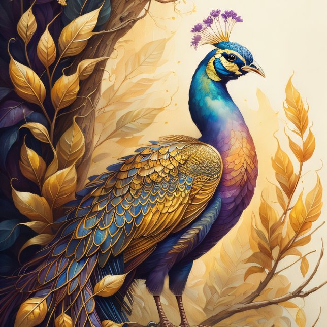 Golden peacock in a golden forest v3 tissue paper (Creator Uploaded)