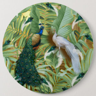 Golden Peacock Temple Dreams Collection 6 Cm Round Badge