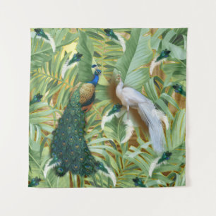 Golden Peacock Temple Dreams Collection Tapestry