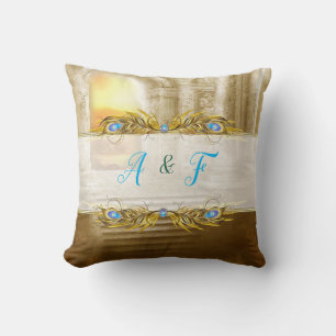 Golden Peacock Temple Dreams Cushion