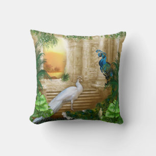 Golden Peacock Temple Dreams Cushion