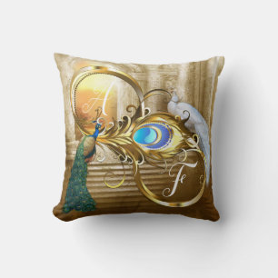 Golden Peacock Temple Dreams Cushion