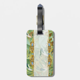Golden Peacock Temple Dreams Luggage Tag