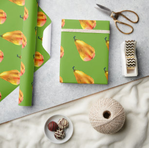 Golden Pear Fruit art Wrapping Paper