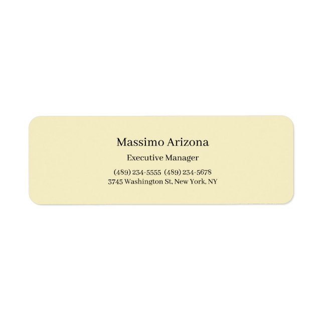 Golden Pearl Plain Professional Modern Minimailst Return Address Label (Front)