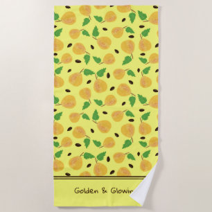 Golden Pears Collection Yellow Bright Beach Towel