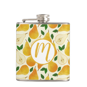 Golden Pears Pattern Hip Flask