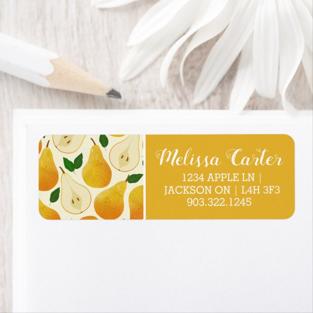 Golden Pears Pattern Return Address Label (Insitu)