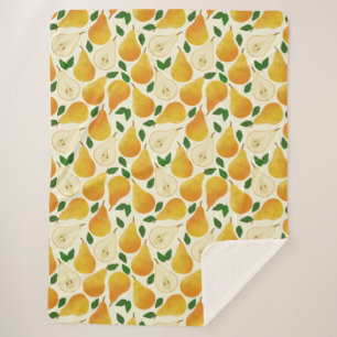 Golden Pears Pattern Sherpa Blanket