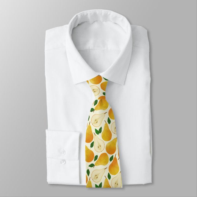Golden Pears Pattern Tie (Tied)