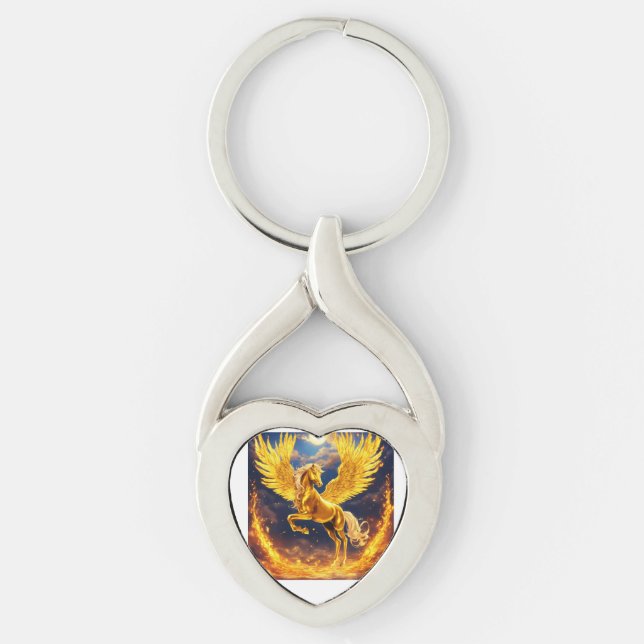 Golden pegasus Horse Key chain (Front)