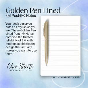 Golden Pen Lined 3M Post-it® Notes