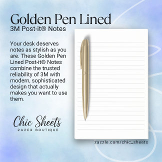 Golden Pen Lined 3M Post-it® Notes