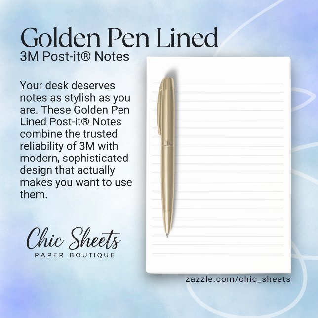 Golden Pen Lined 3M Post-it® Notes (Creator Uploaded)