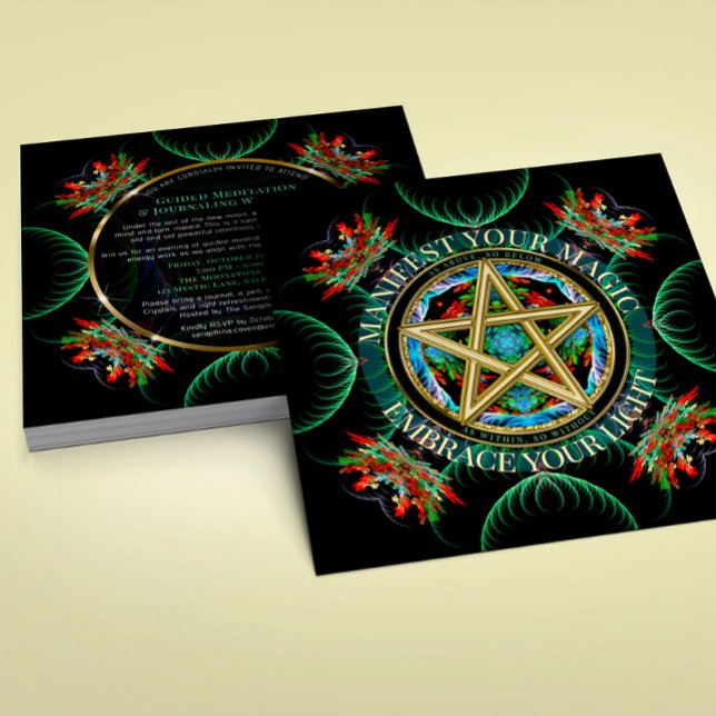Golden Pentacle Celestial New Moon Circle Invitation (Creator Uploaded)