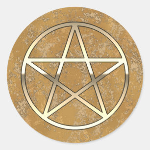 Golden Pentacle Classic Round Sticker