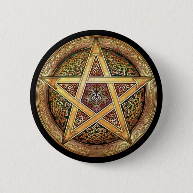 Golden Pentacle Round Button (Front)