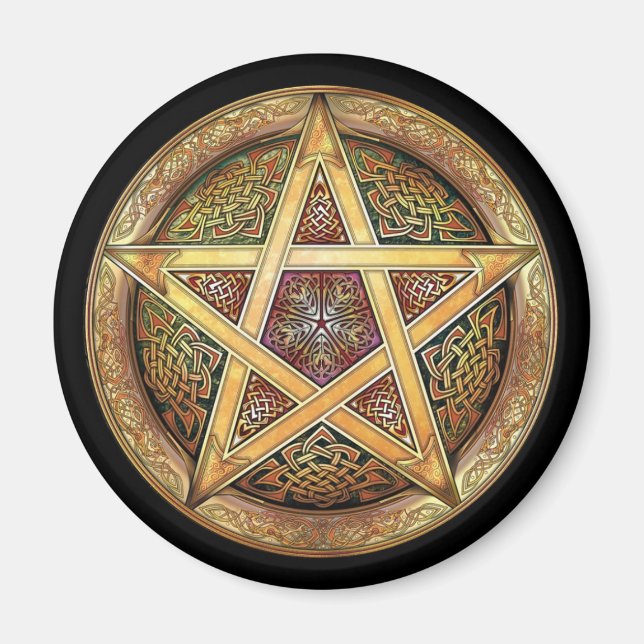 Golden Pentacle Round Magnet (Front)