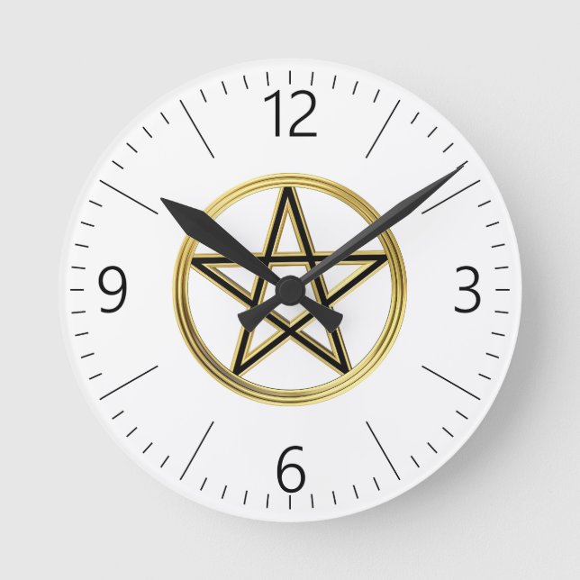 Golden pentagram round clock (Front)