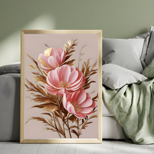 Golden Peony Elegance Photo Print