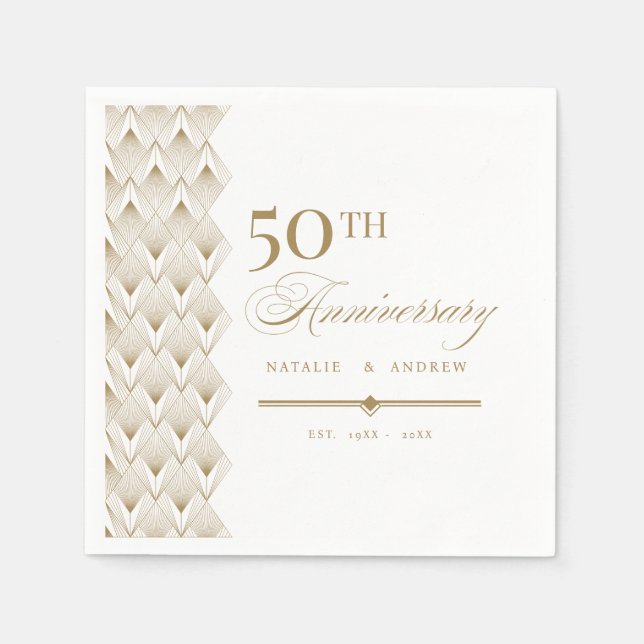 Golden Personalised Anniversary Napkin (Front)