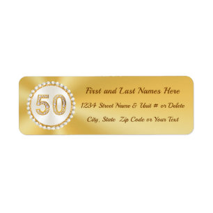 Golden, Personalized Address Labels, for 50th Return Address Label