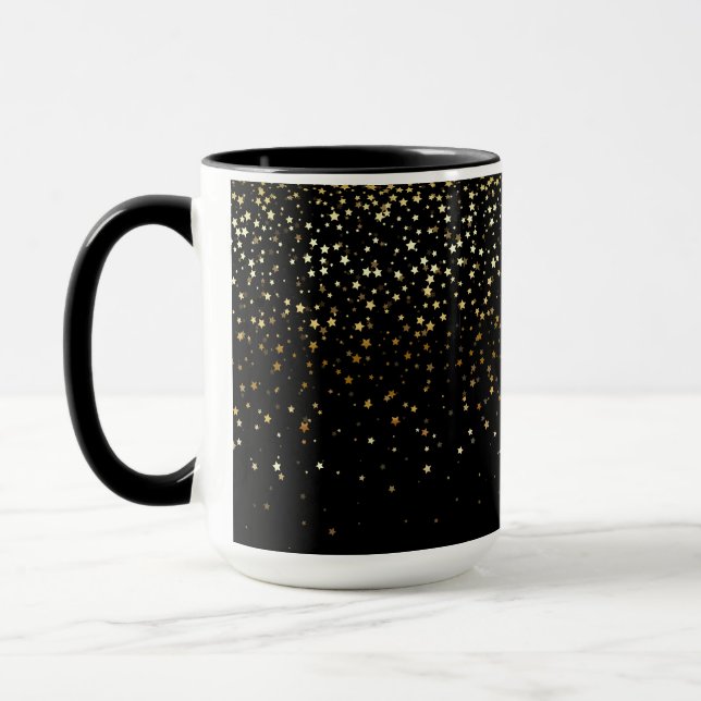 Golden Petite Stars Two-Tone Coffee Mug-Noir Mug (Left)