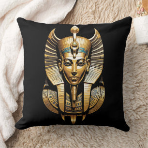 Golden Pharaoh in Regal Headdress Art Cushion