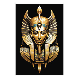 Golden Pharaoh in Regal Headdress Art Photo Print