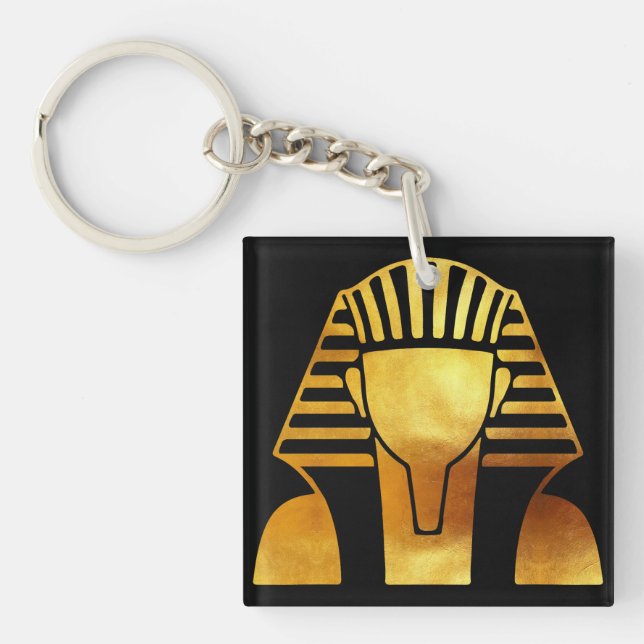 Golden Pharaoh's Legacy: Egyptian Mask Key Ring (Front)